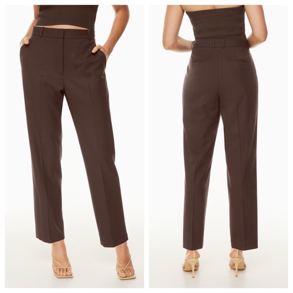 Babaton Pants - Babaton Command Pant Wool Twill Mid-rise Straight-Leg Rich Mocha Brown Size 8